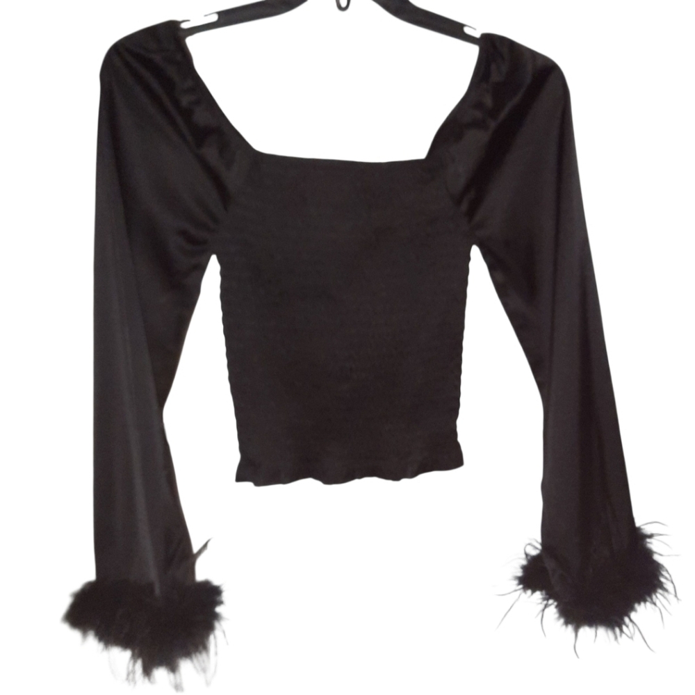 Watermelon Sugar Black Long Sleeve Blouse Small NWT